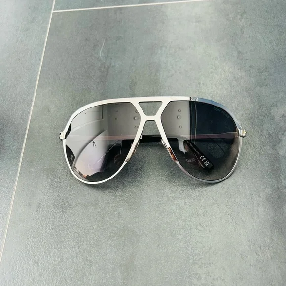 Tom Ford Silver and Brown Aviator Glasses